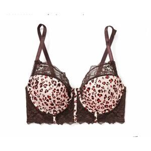 NWT Adore Me Svana Contour Demi Bra Women's 34DDD Animal Print Brown Pink